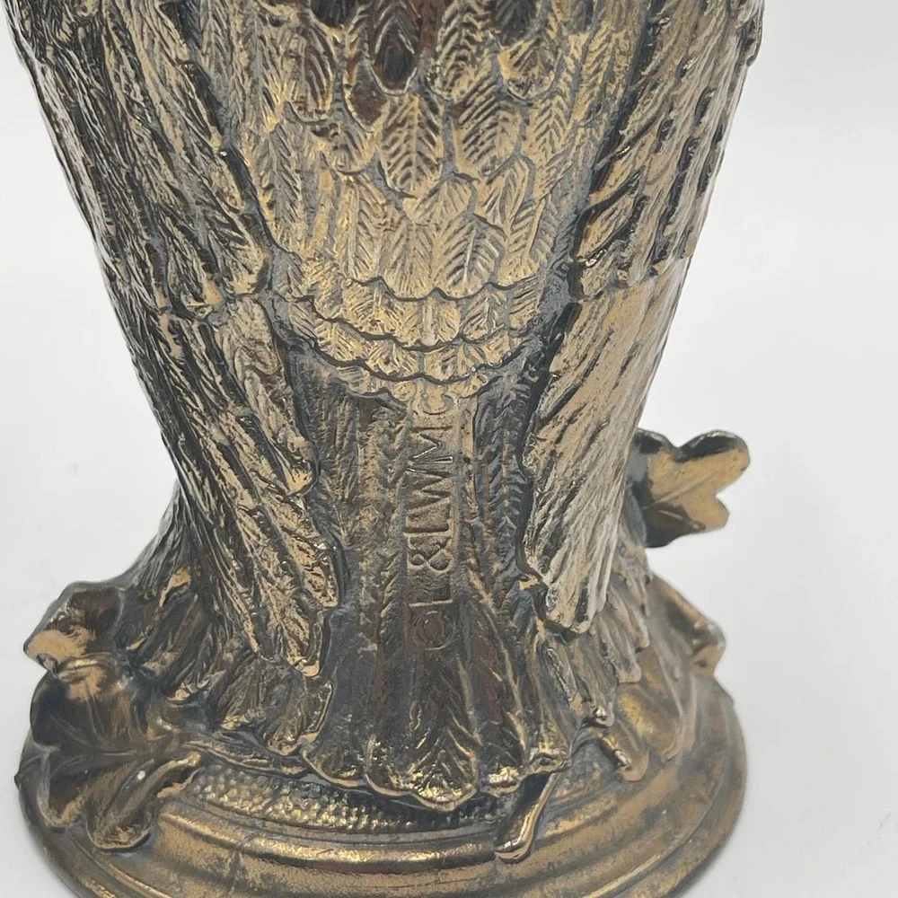 Pair Vintage Metal Owl Lamp‎ Base L&L WMC Loevsky & Loevsky Stamped Makers Mark